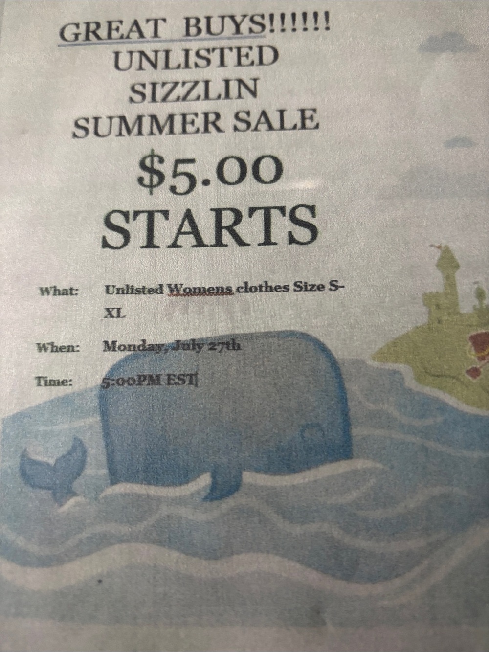 Sizzlin Summer Sale—$5.00 Starts